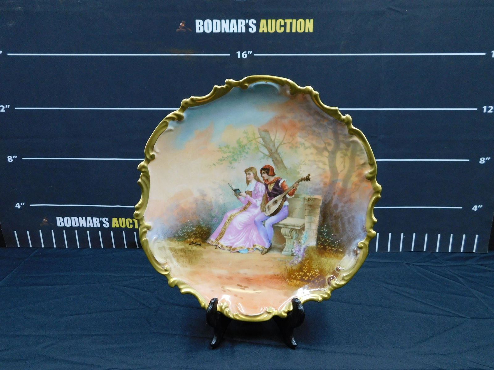Limoges Hand Painted Portrait Plate of Minstrel with Woman (1 of 6)