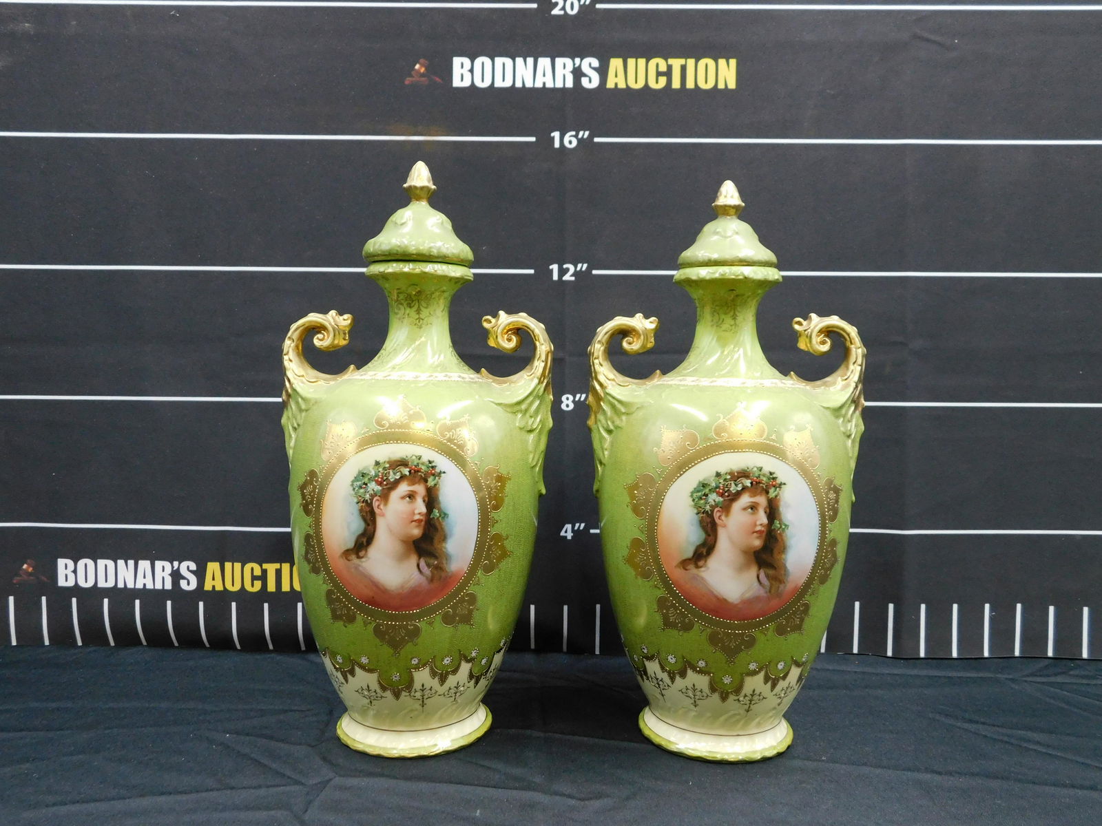 Pair of 19th Century Portrait Covered Urns (1 of 9)