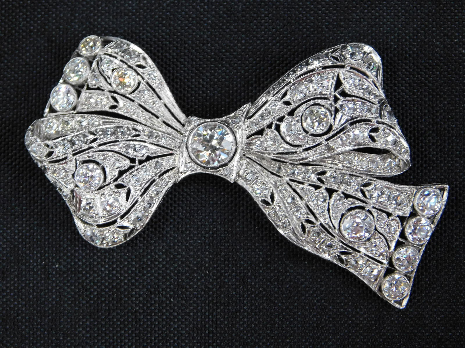 18K White Gold Old European Cut Diamond Brooch - 11.65 Carats of Diamonds (1 of 4)