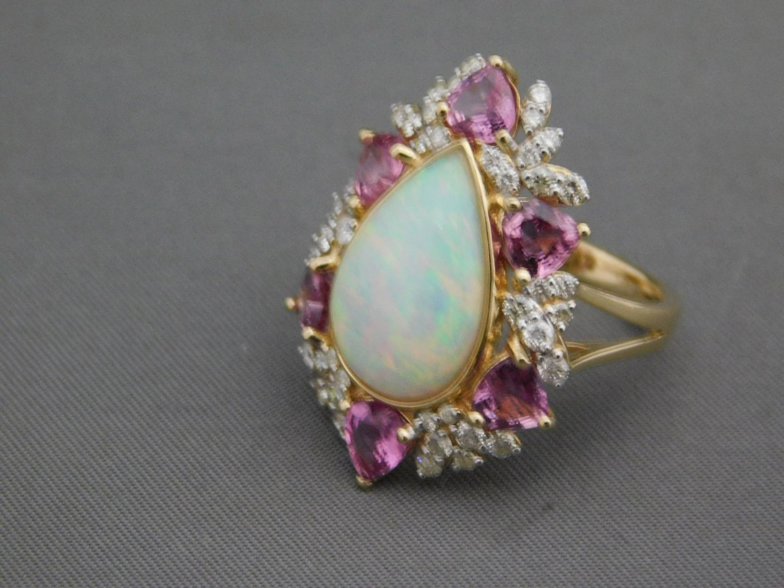 14K Opal and Pink Sapphire Diamond Ring (1 of 10)