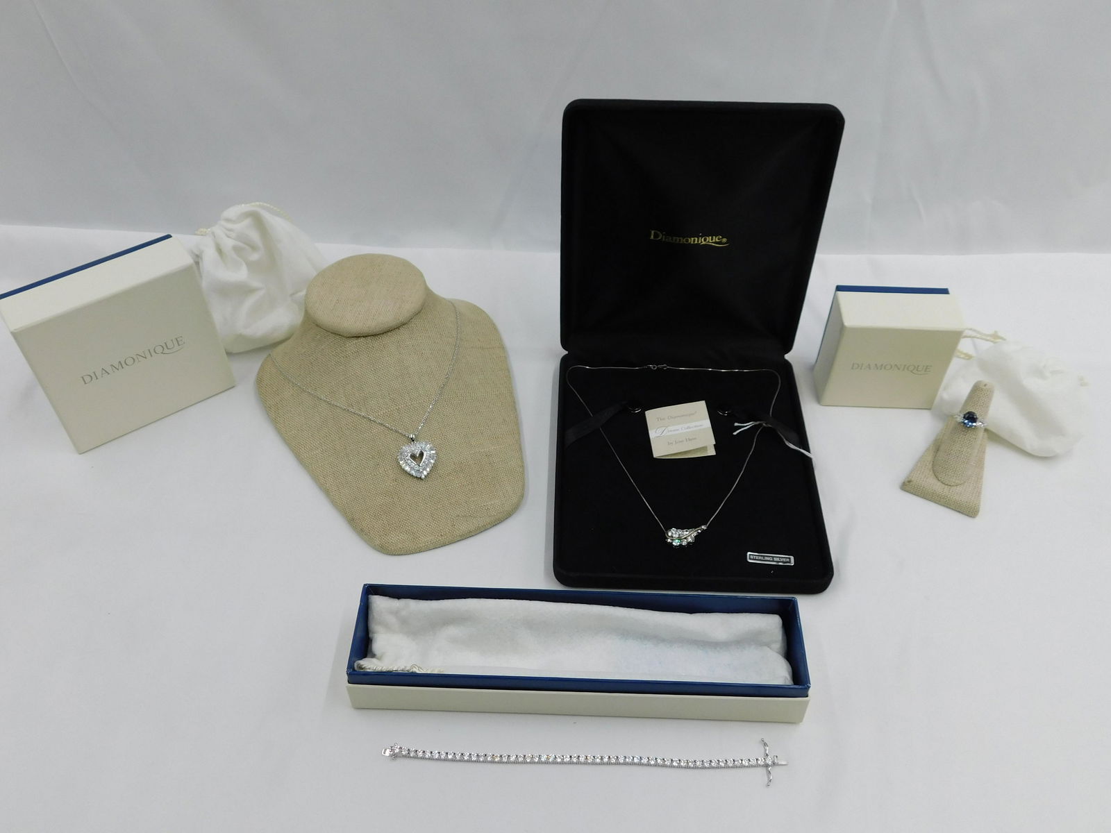 Lot of 4 Sterling Silver and Diamonique Pieces of Jewelry (1 of 11)