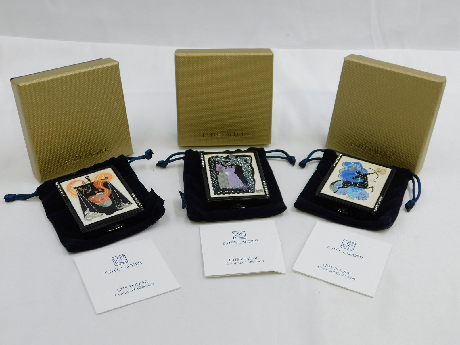 Lot of 3 Estee Lauder Erte Zodiac Compacts (1 of 6)