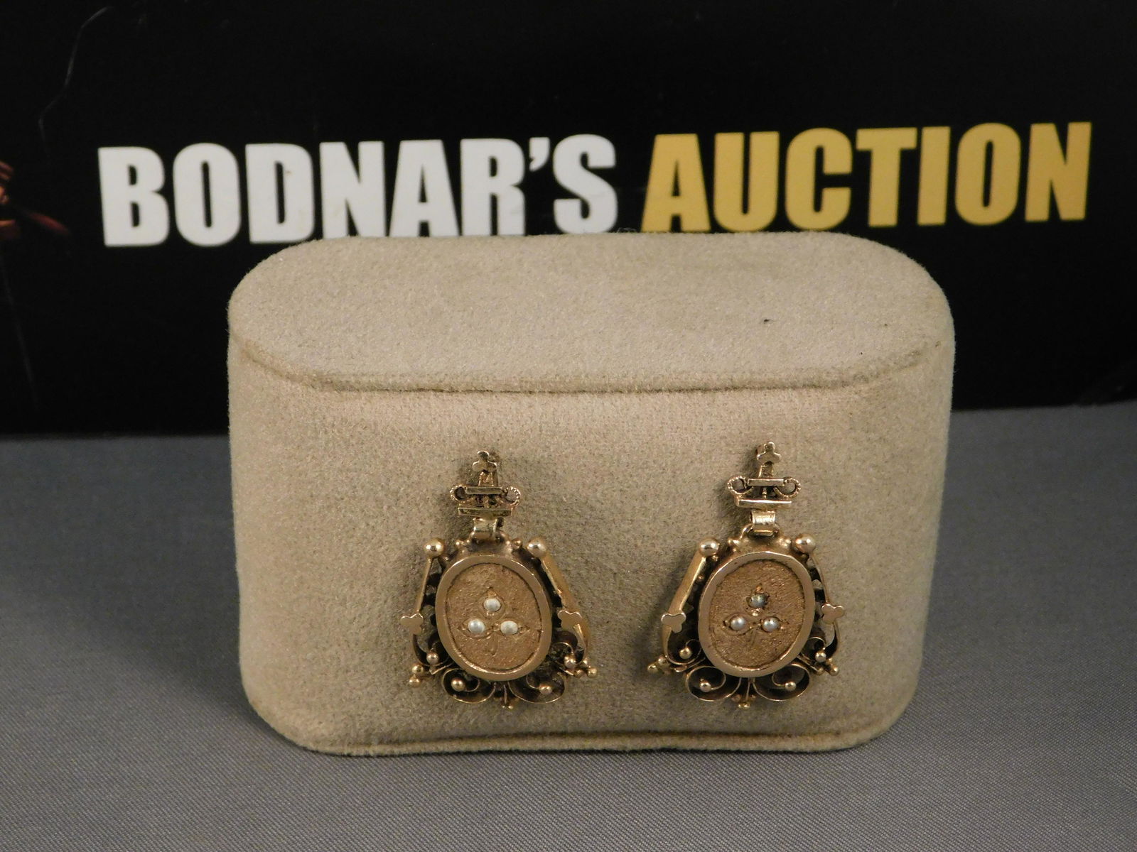 Pair of 10K Gold and Seed Pearl Earrings (1 of 3)