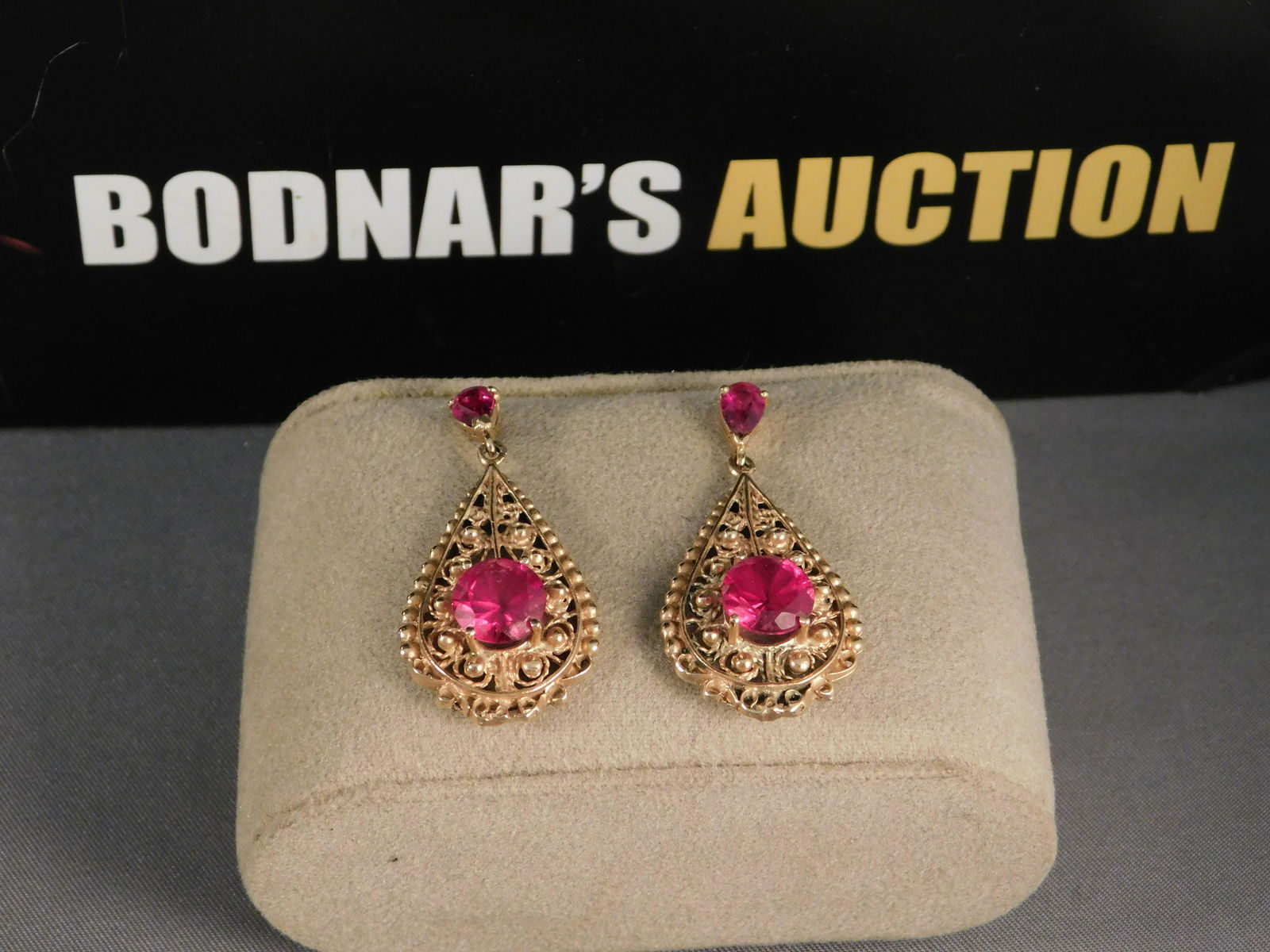 Antique 14K Gold Earrings with Red Stones (1 of 4)