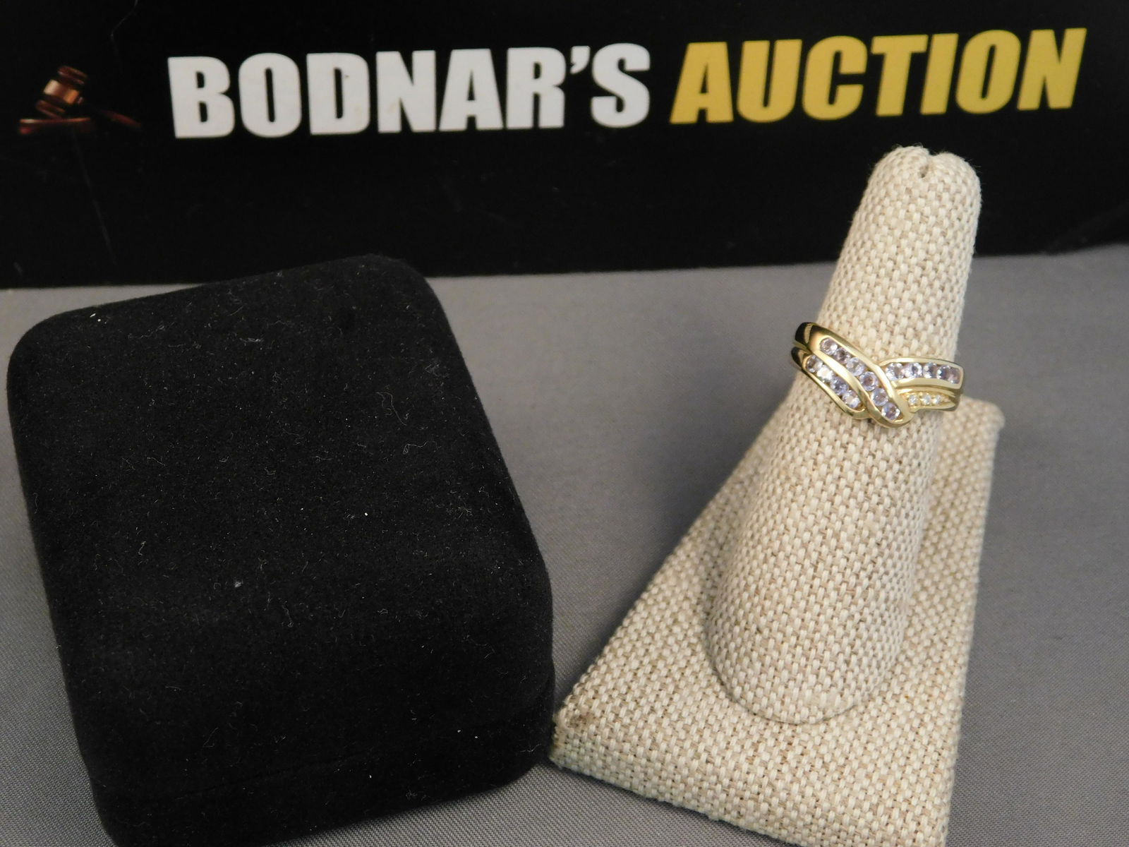 14K Yellow Gold and Purple Stone Ladies Ring (1 of 6)