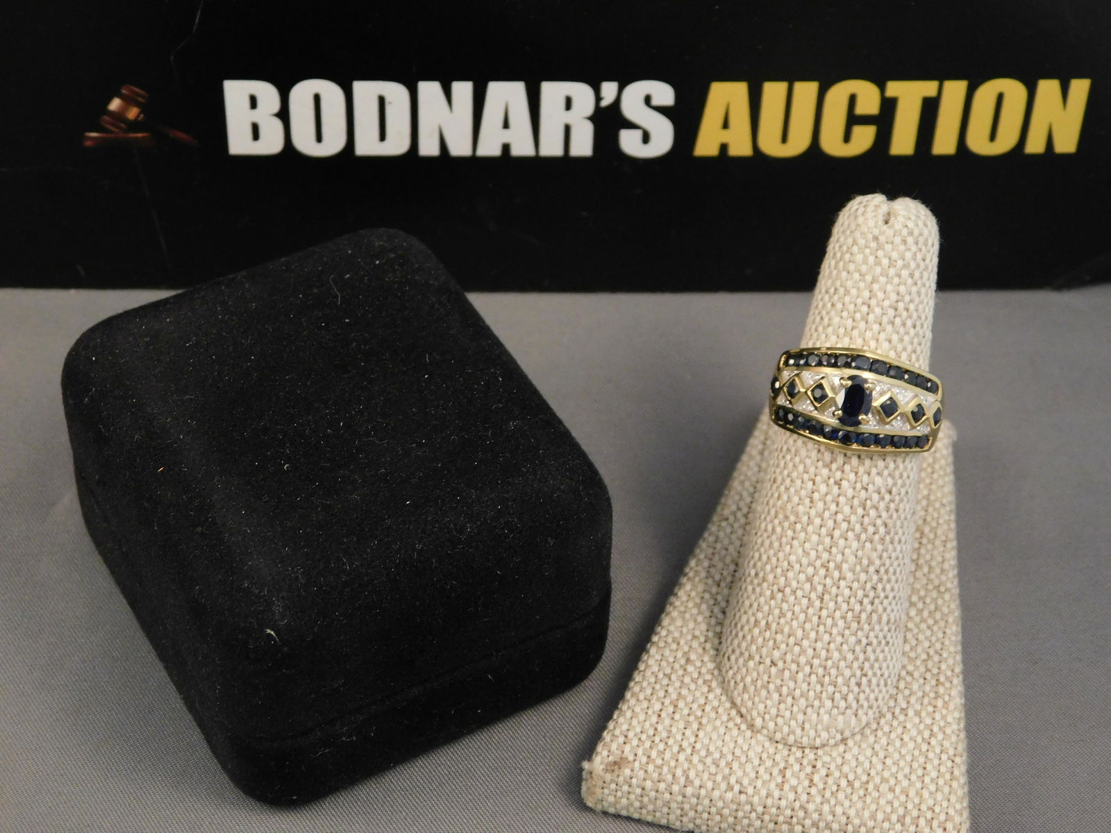 14K Diamond and Sapphire Art Deco Style Ladies Ring (1 of 6)