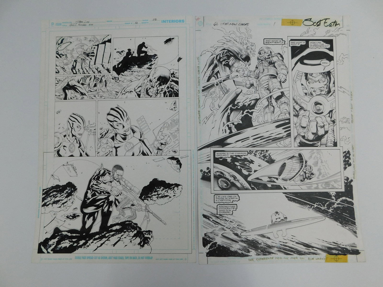 Lot of 2 Original Comic Book Art Pages - Green Lantern Corps (1 of 8)