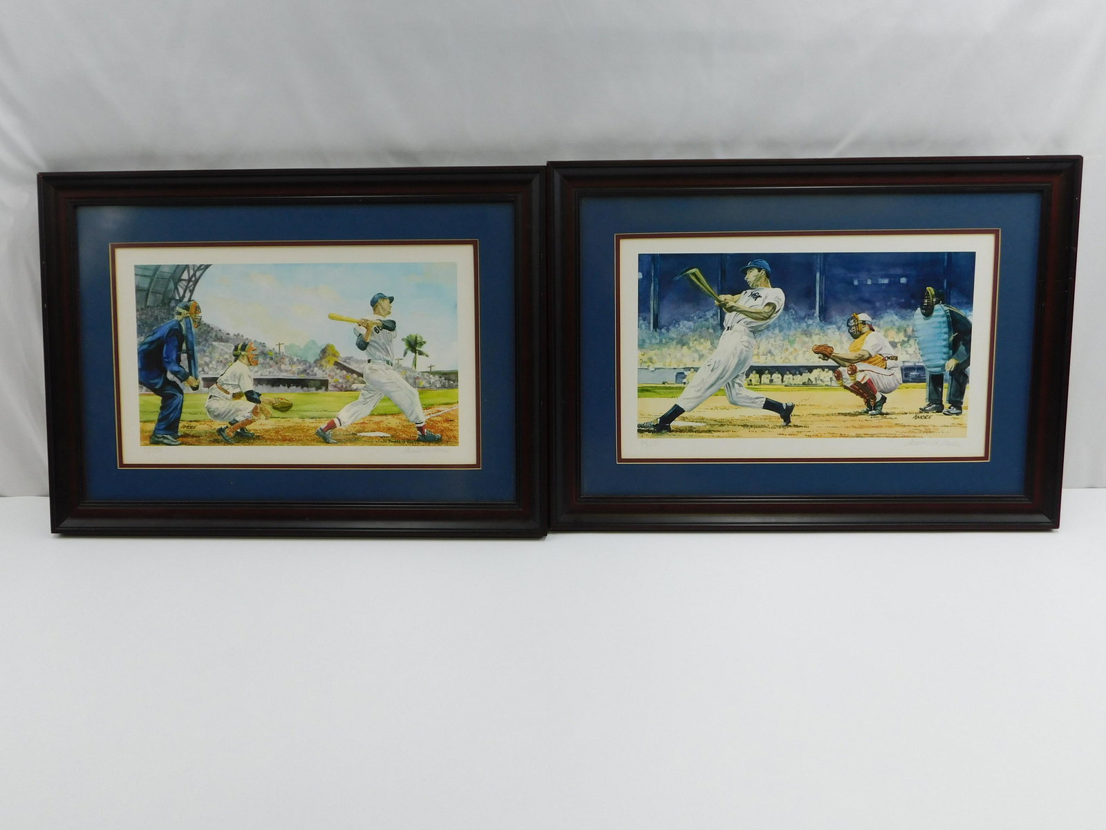 Lot of 2 Framed Artist Signed Baseball Lithographs (1 of 8)