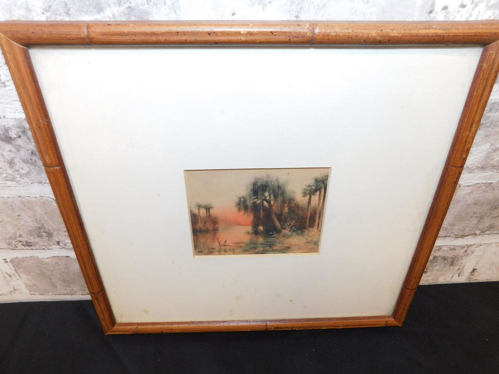 19th Century Watercolor - Sunset on Lake (1 of 3)