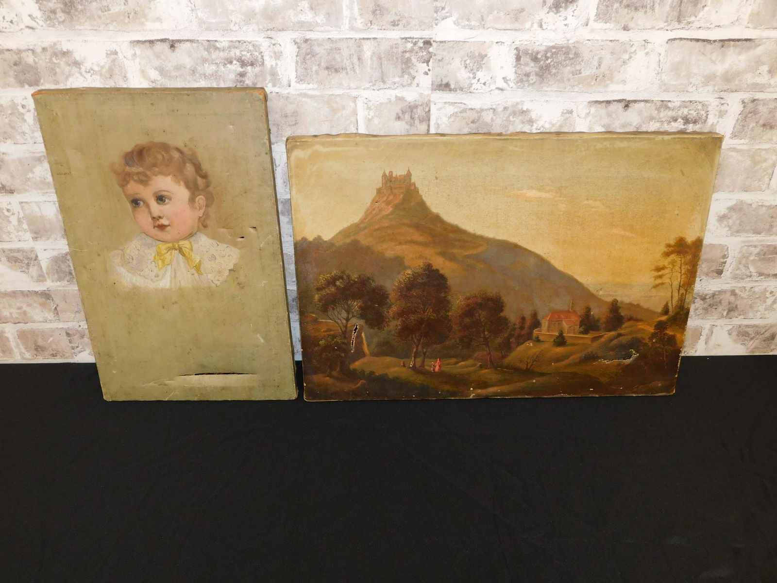 Lot of 2 Turn of the Century Oil on Canvas (1 of 8)