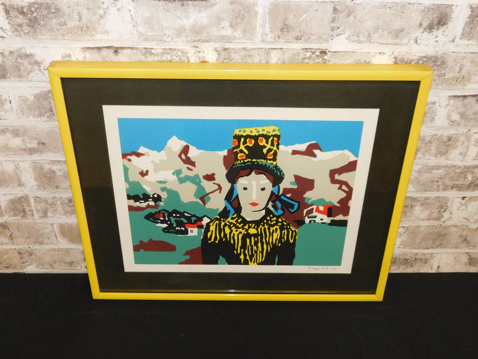 Lithograph of European Woman: Lithograph by Hans Jegerlehner (1906-1974). Depicting European Woman with Town in Background. Measures 17" tall x 20" wide. All invoices must be paid within 24 hours of the sale. Shipping options are 