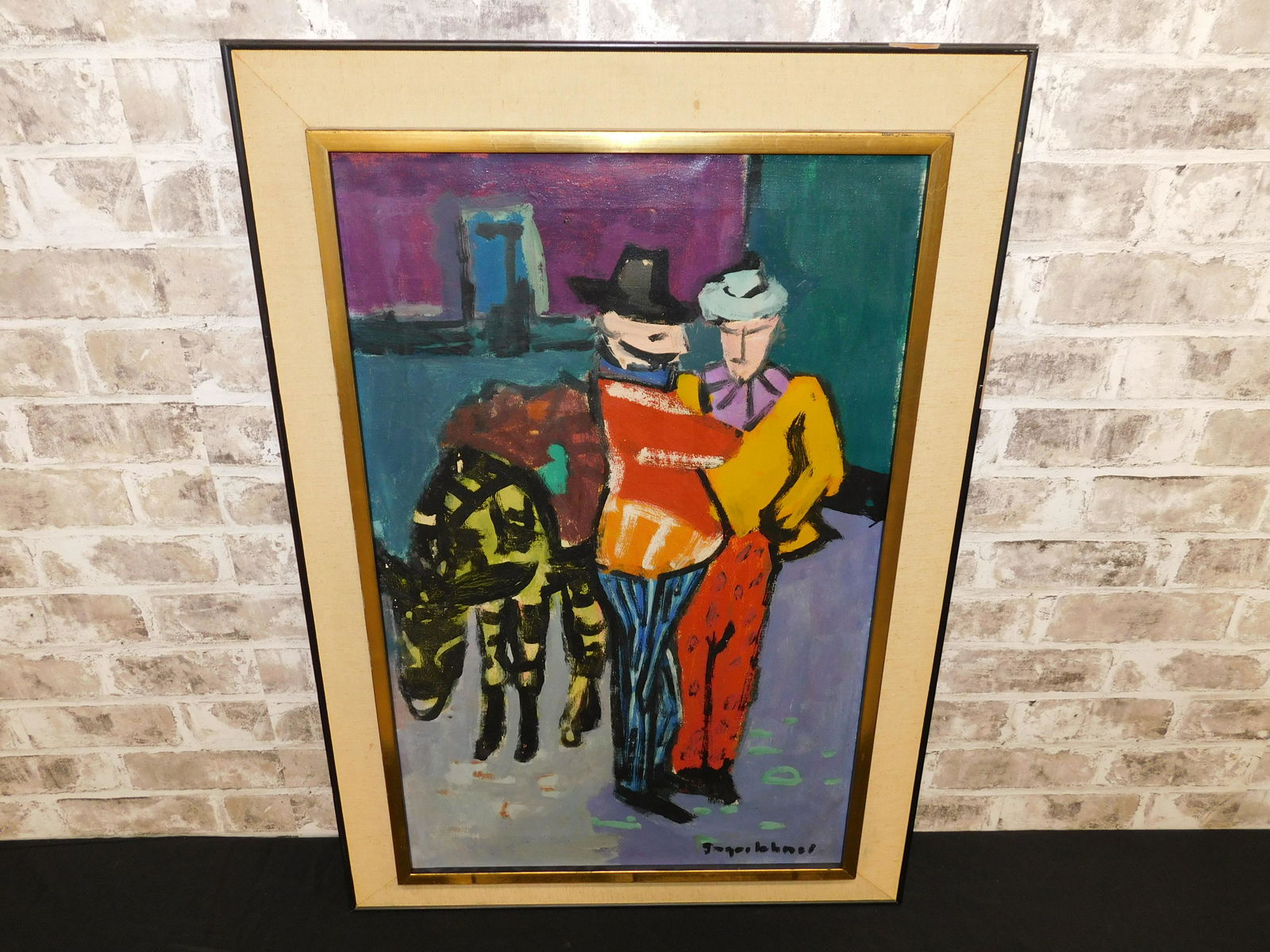 Oil on Canvas - European Men with Donkey (1 of 5)