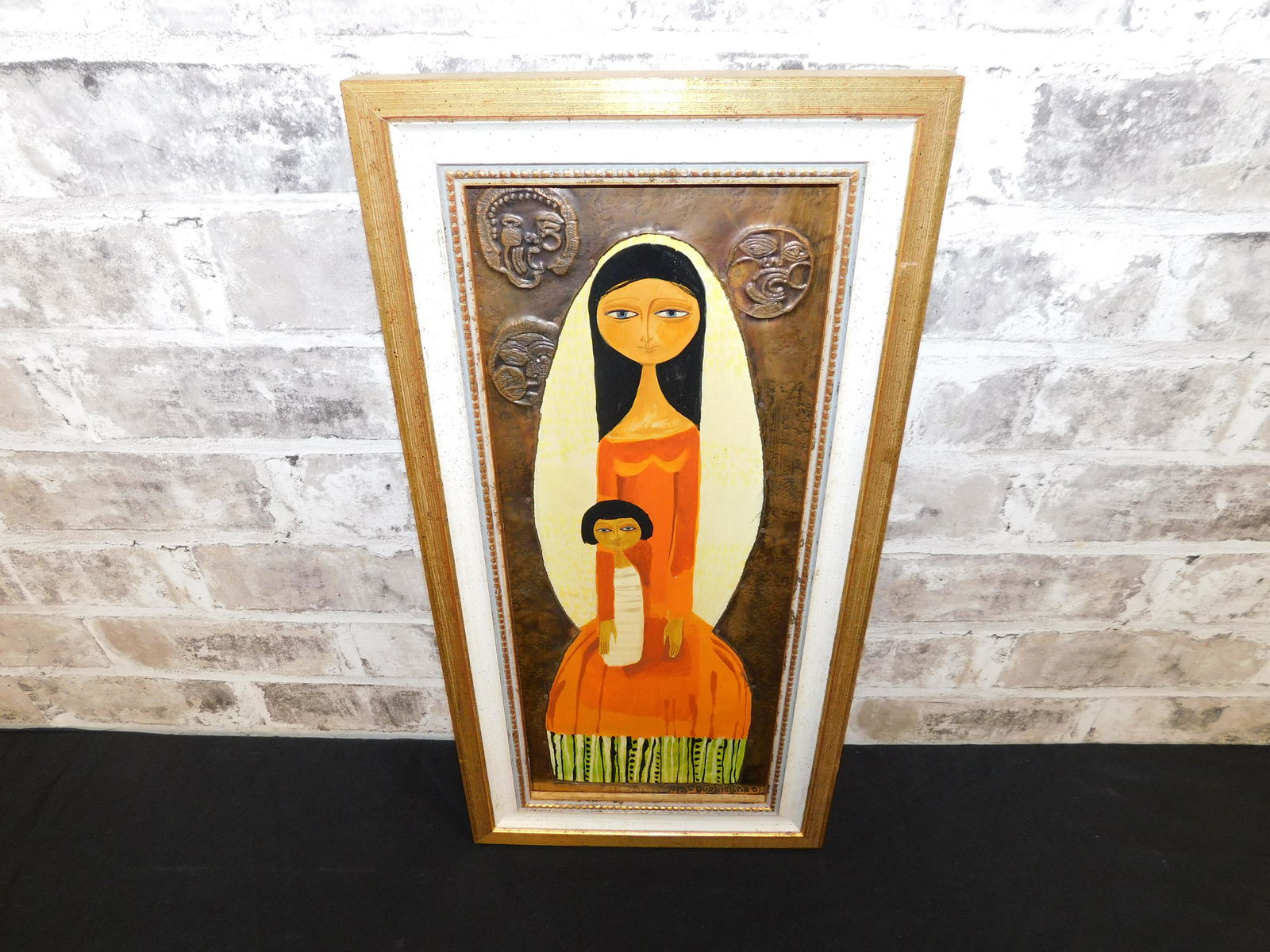 Mid Century Oil on Wood Panel with Copper Border (1 of 3)