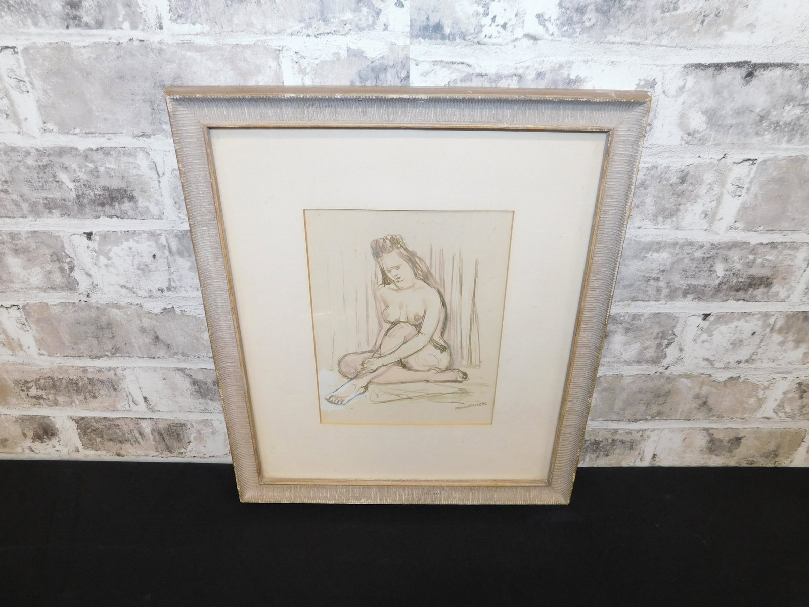 Mixed Media with Watercolor Highlights - Nude Woman: Mixed Media with Watercolor Highlights by Albert E. Henselmann (1890-1974). Depicting Nude Woman. Signed lower right. Measures 14.5" tall x 12.5" wide. All invoices must be paid within 24 hours of the