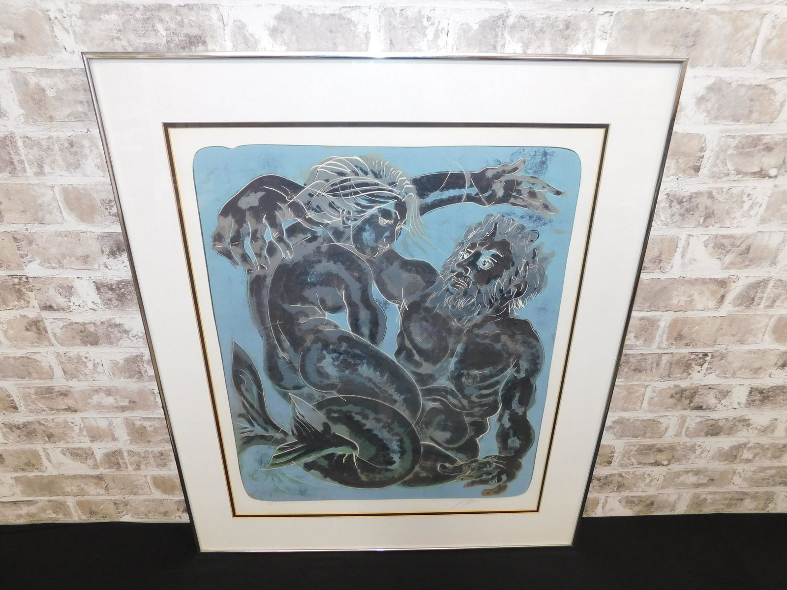 Mid Century Modern Lithograph - Neptune with Mermaid (1 of 4)