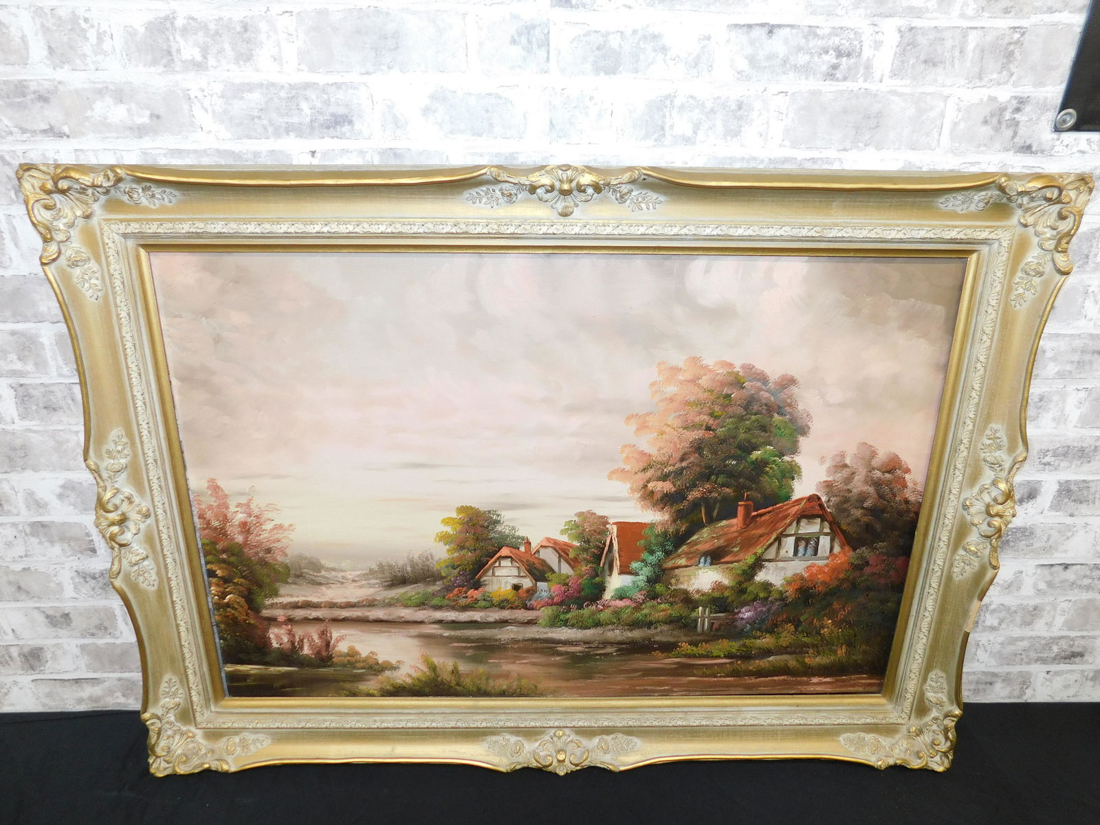 Oil on Canvas - English Cottage Scene (1 of 4)
