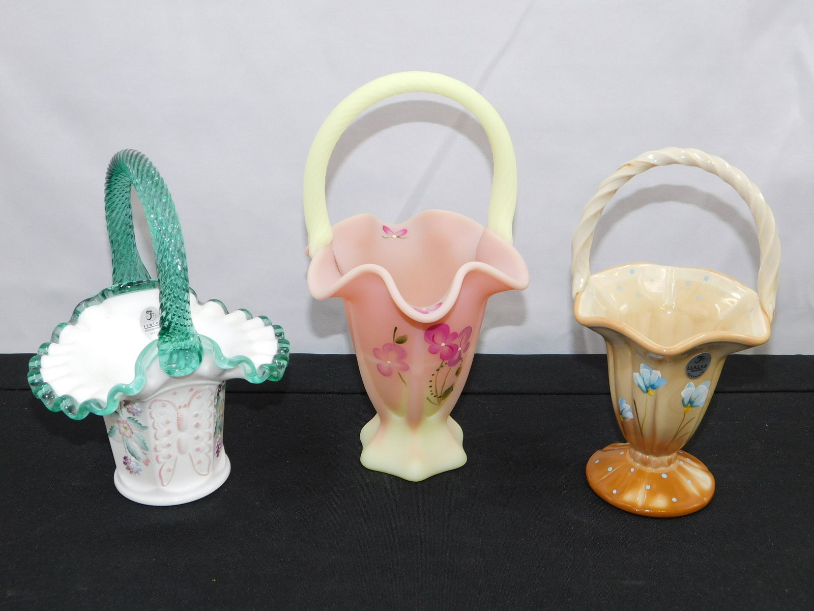 Lot of 3 Hand Painted Fenton Baskets (1 of 12)