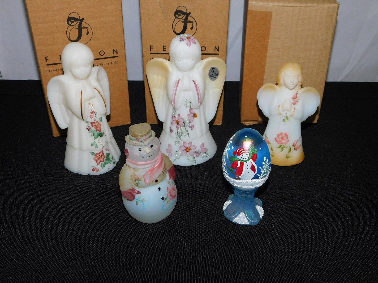 Lot of 5 Hand Painted Fenton Christmas Figurines (1 of 5)