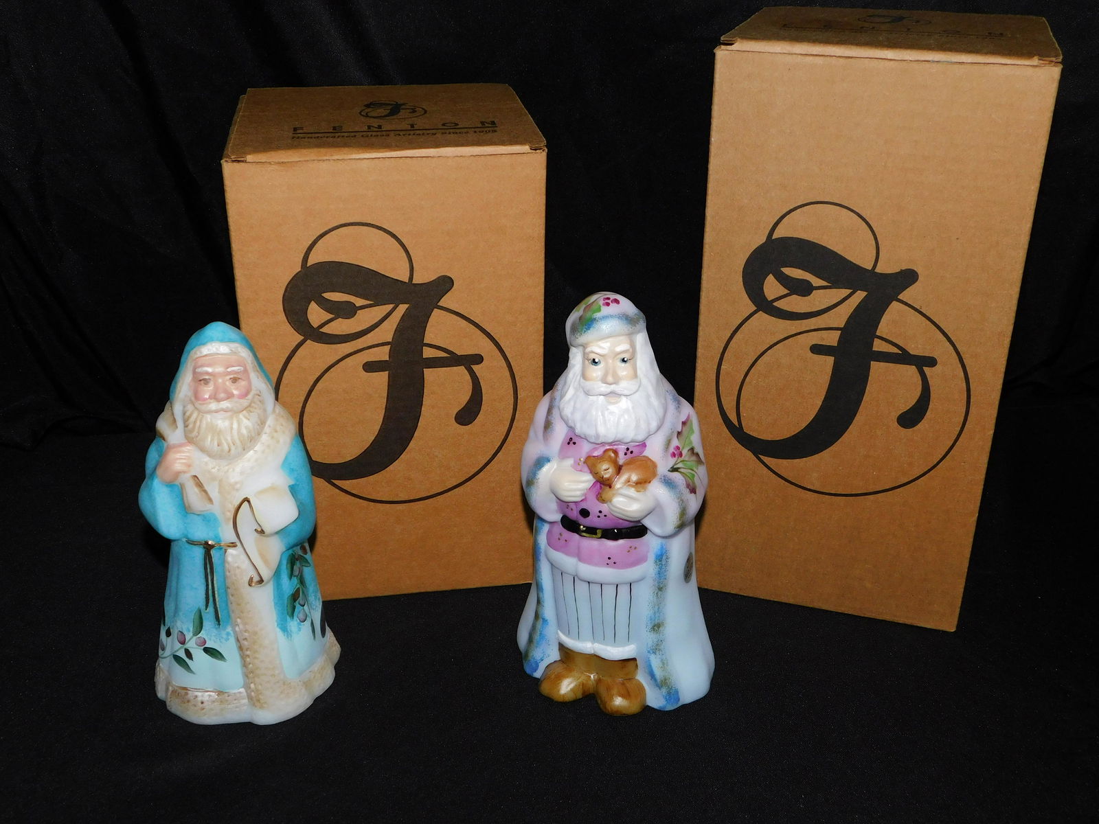 Lot of 2 Hand Painted Fenton Santa Claus Figurines (1 of 5)