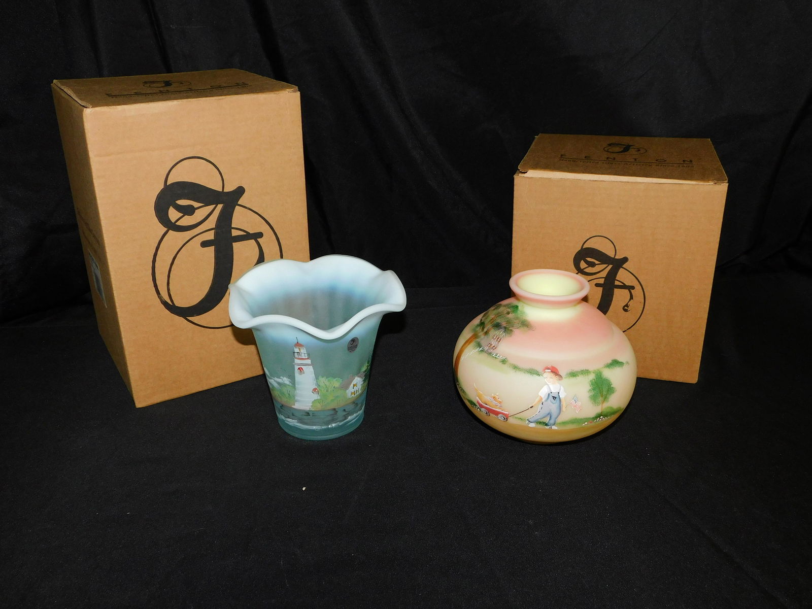 Lot of 2 Hand Painted Fenton Vases (1 of 5)