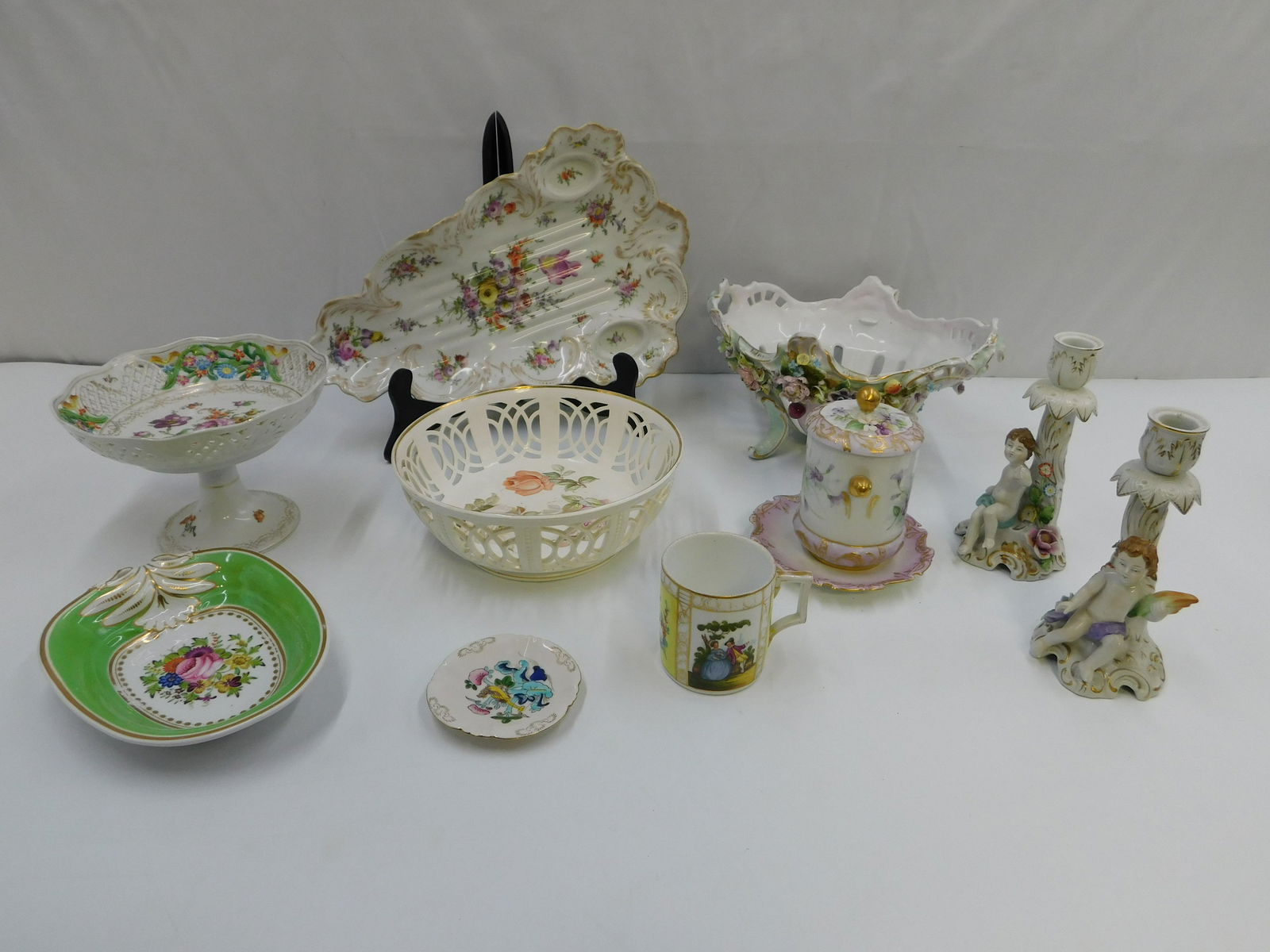 Group Lot of Mostly 19th Century Hand Painted Porcelain (1 of 9)