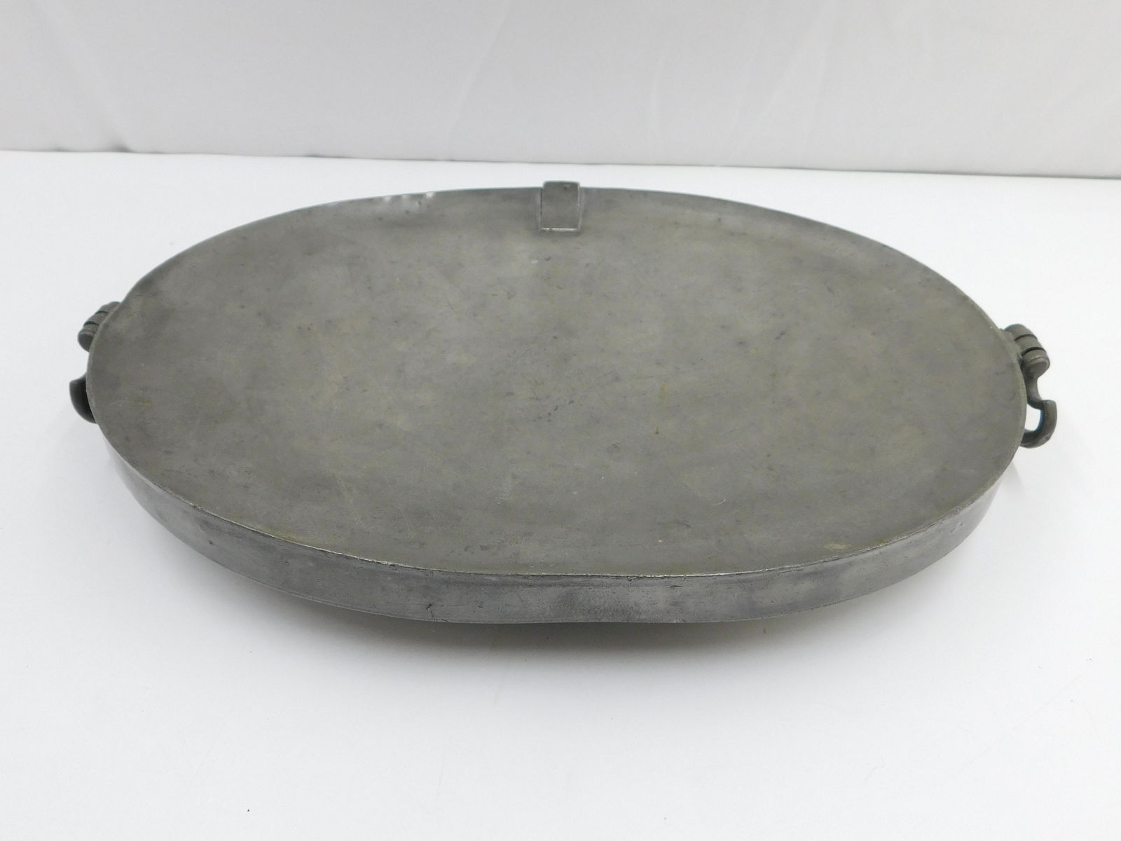 Early Pewter Double Handled Serving Tray with Warmer (1 of 5)