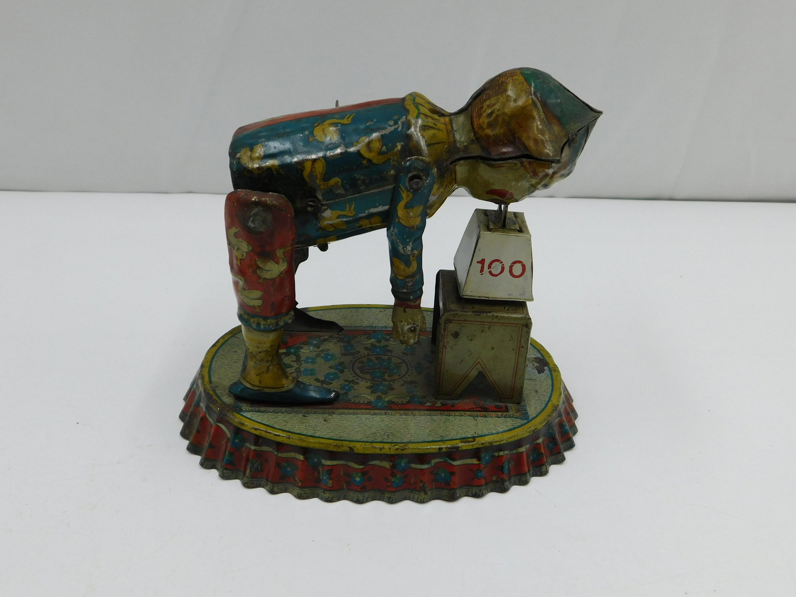 Antique Tin Litho Clown Lifting Weights (1 of 7)