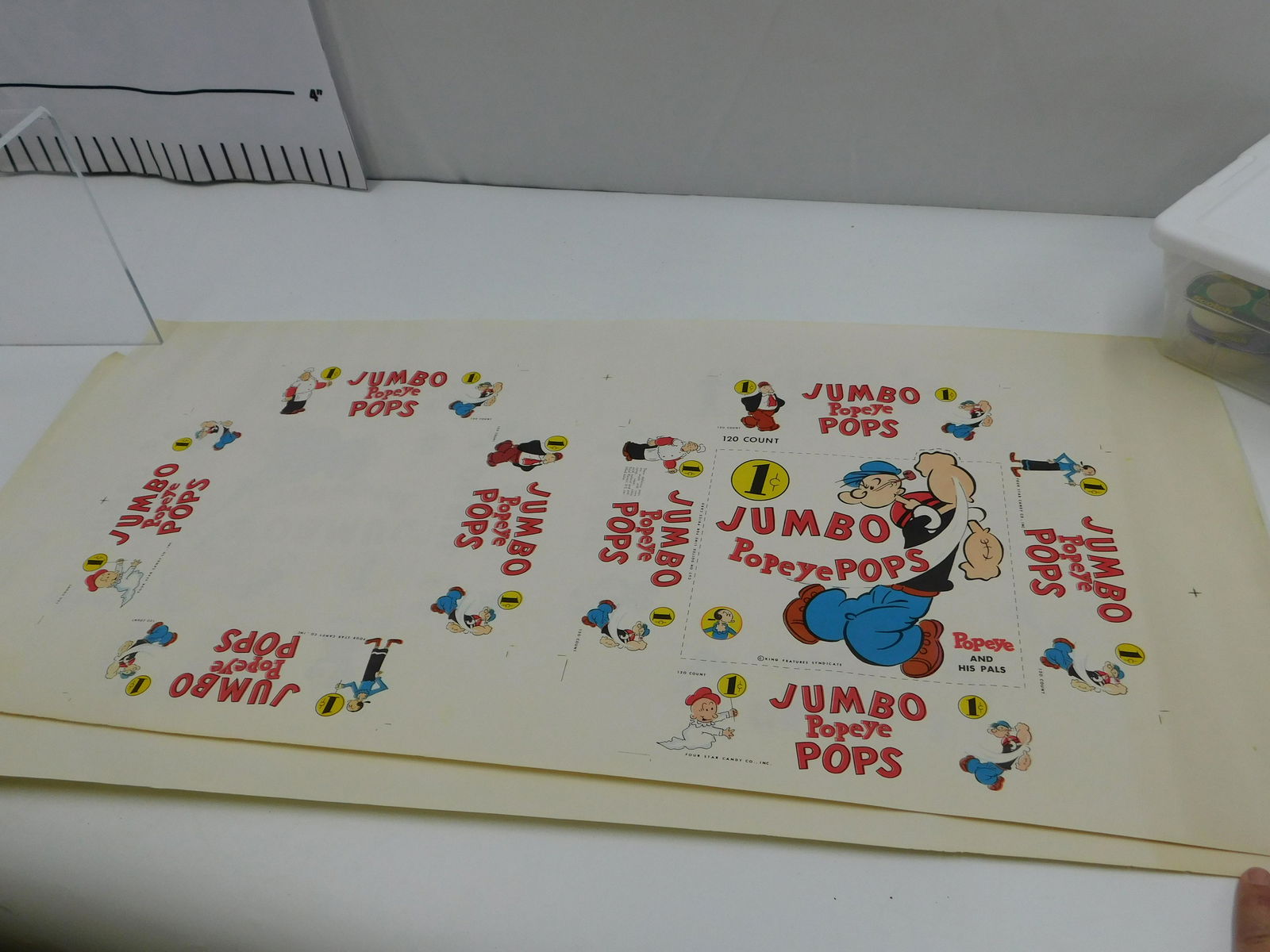 Lot of 2 Popeye Jumbo Pops Box Packaging Sheets (1 of 4)