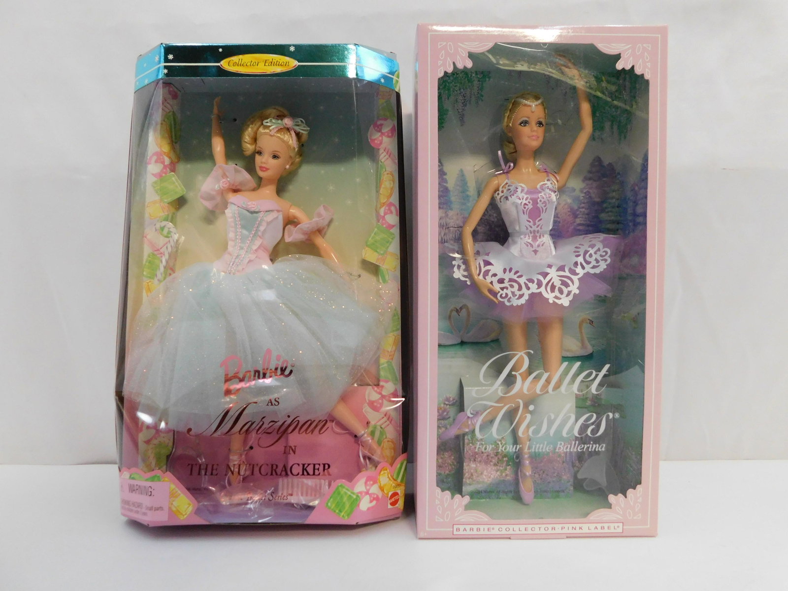 Lot of 2 Barbie Dolls - Ballet: Lot of 2 Barbie Dolls including Ballet Wishes For Your Little Ballerina - Barbie Collector Pink Label and Barbie as Marzipan in The Nutcracker- Classic Ballet Series - Collector Edition. Both Come in 
