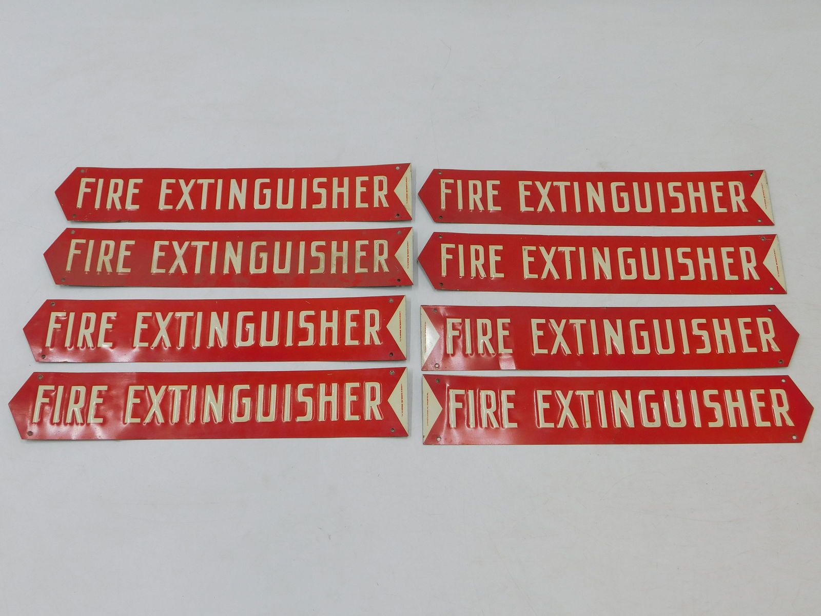 Lot of 8 Vintage Tin Fire Extinguisher Arrow Signs (1 of 4)