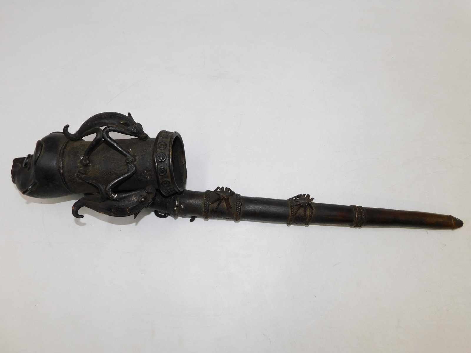 African Tribal Art Bronze Figural Pipe (1 of 6)