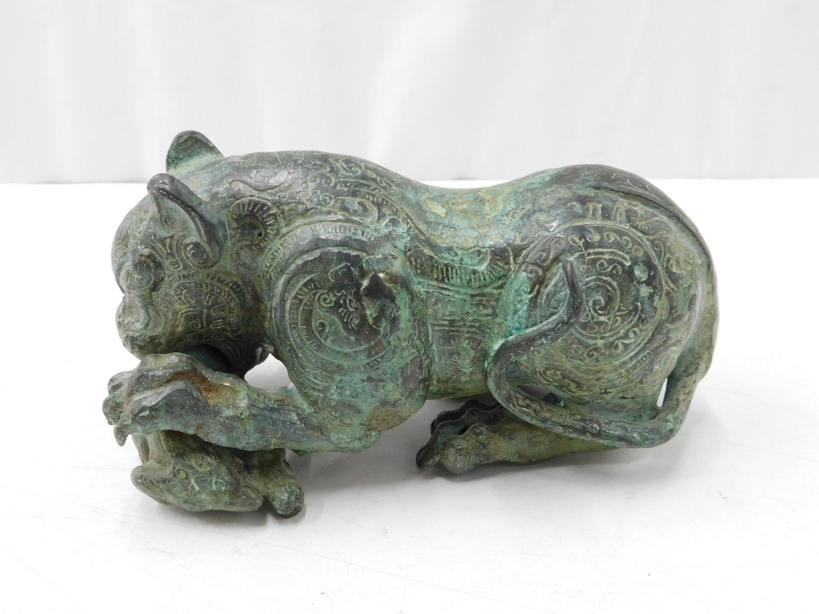 Bronze Asian Influenced Figurine - Tiger Eating Rat (1 of 5)
