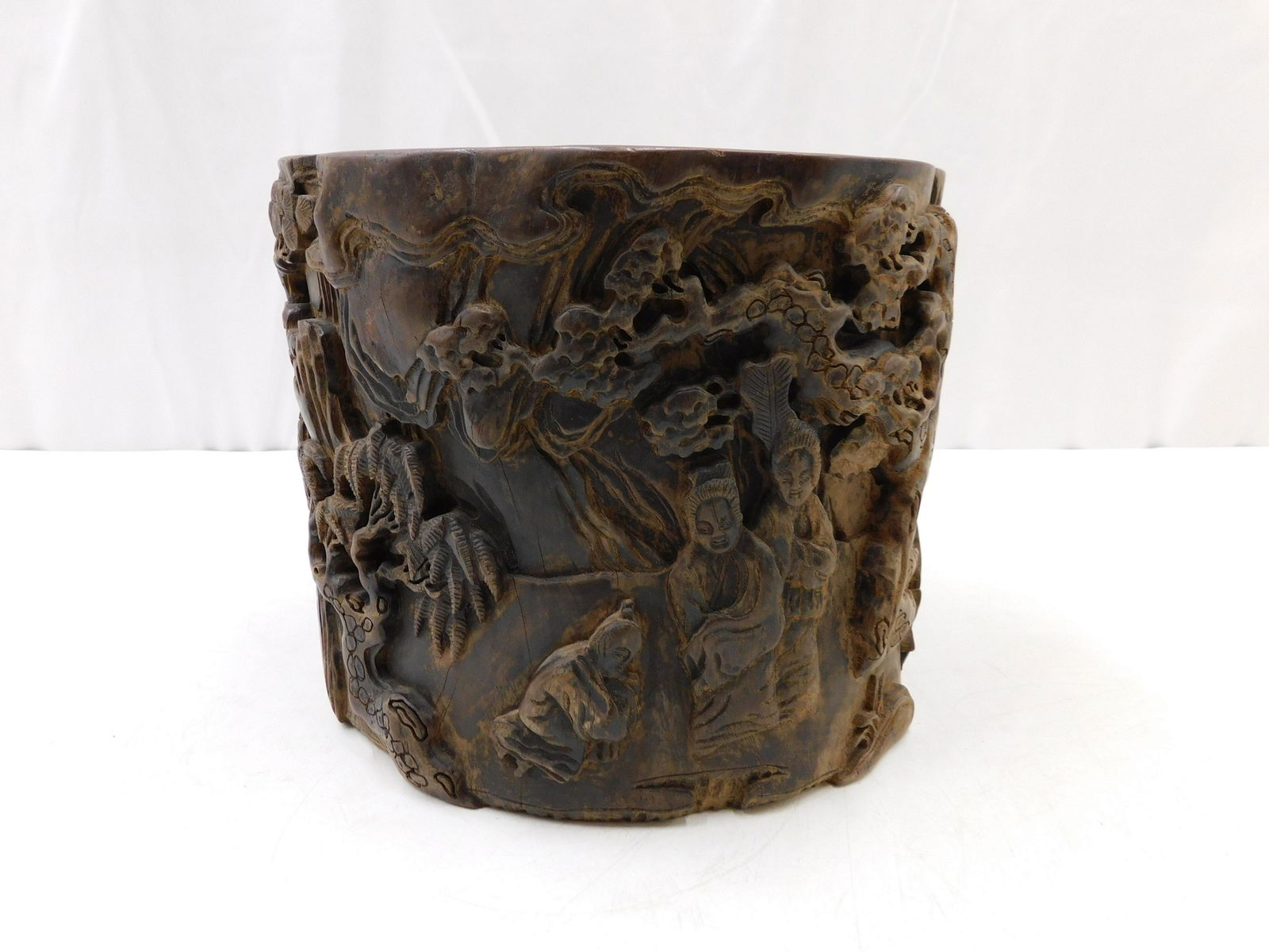 Carved Chinese Ebony Wood Planter (1 of 5)
