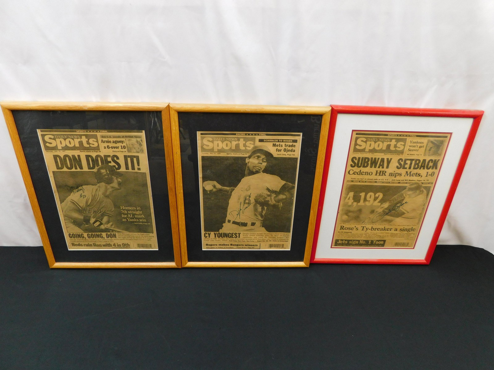 Lot of 3 Framed Autographed Newspapers (1 of 8)