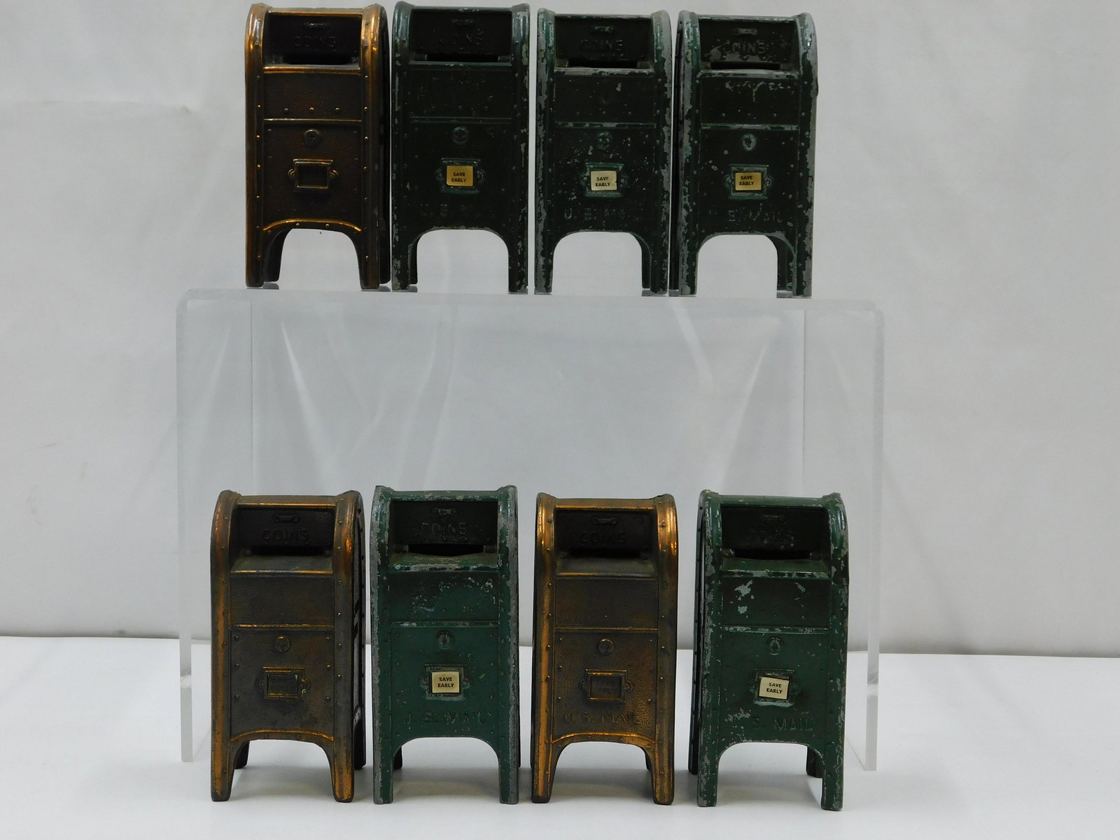 Lot of 8 Cast Metal Mailbox Still Banks (1 of 5)