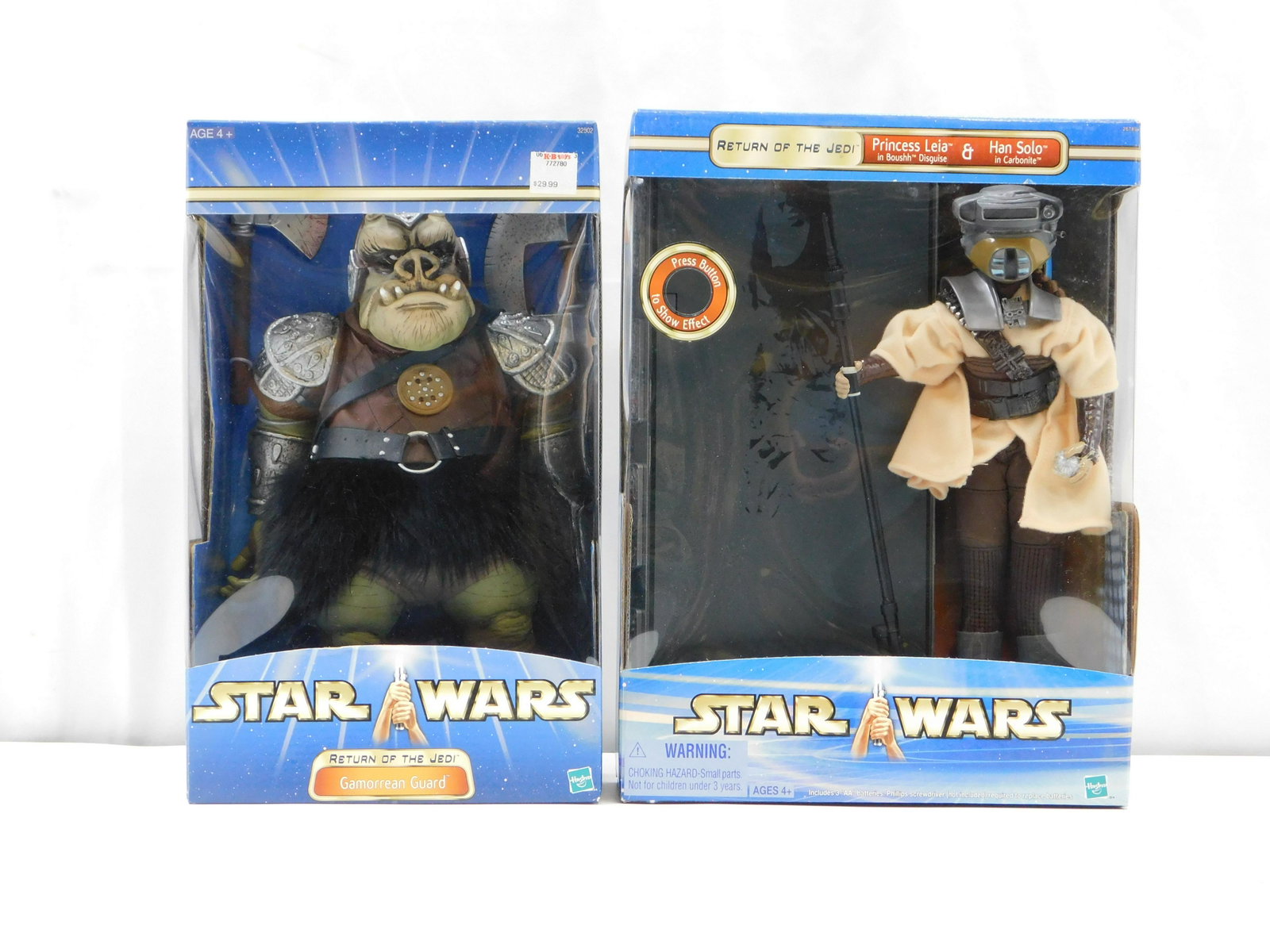 Lot of 2 Star Wars Return of the Jedi Figures: Lot of 2 Star Wars Return of the Jedi Figures including Gamorrean Guard and Princess Leia & Han Solo. New in Boxes. All invoices must be paid within 24 hours of the sale. There are 3 Shipping Options.