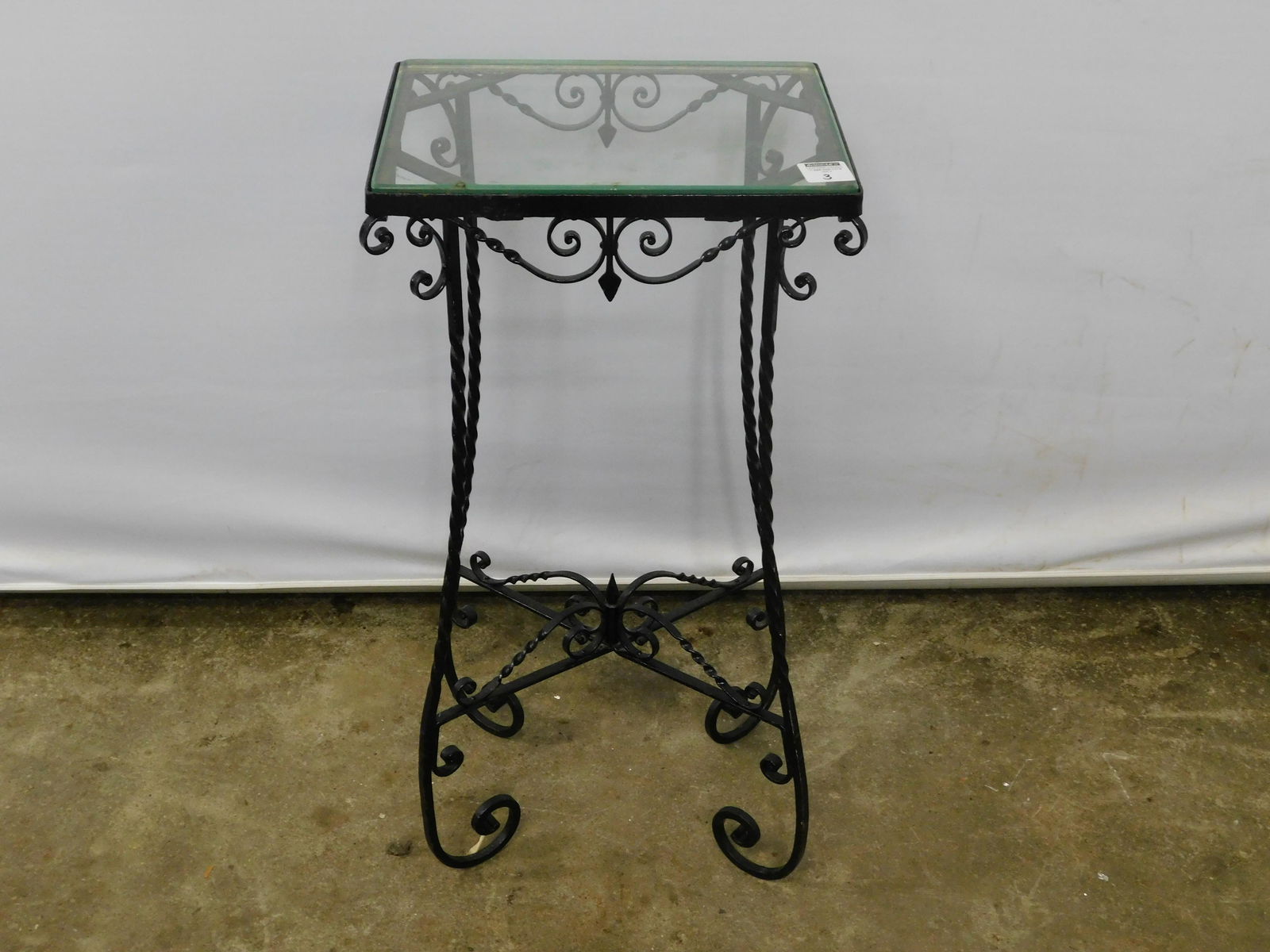 Wrought Iron Glass Top Table/Plant Stand (1 of 6)