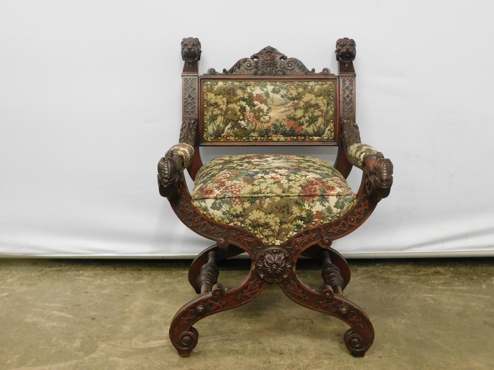 Heavily Carved Oak Gothic Field/Master Chair (1 of 9)