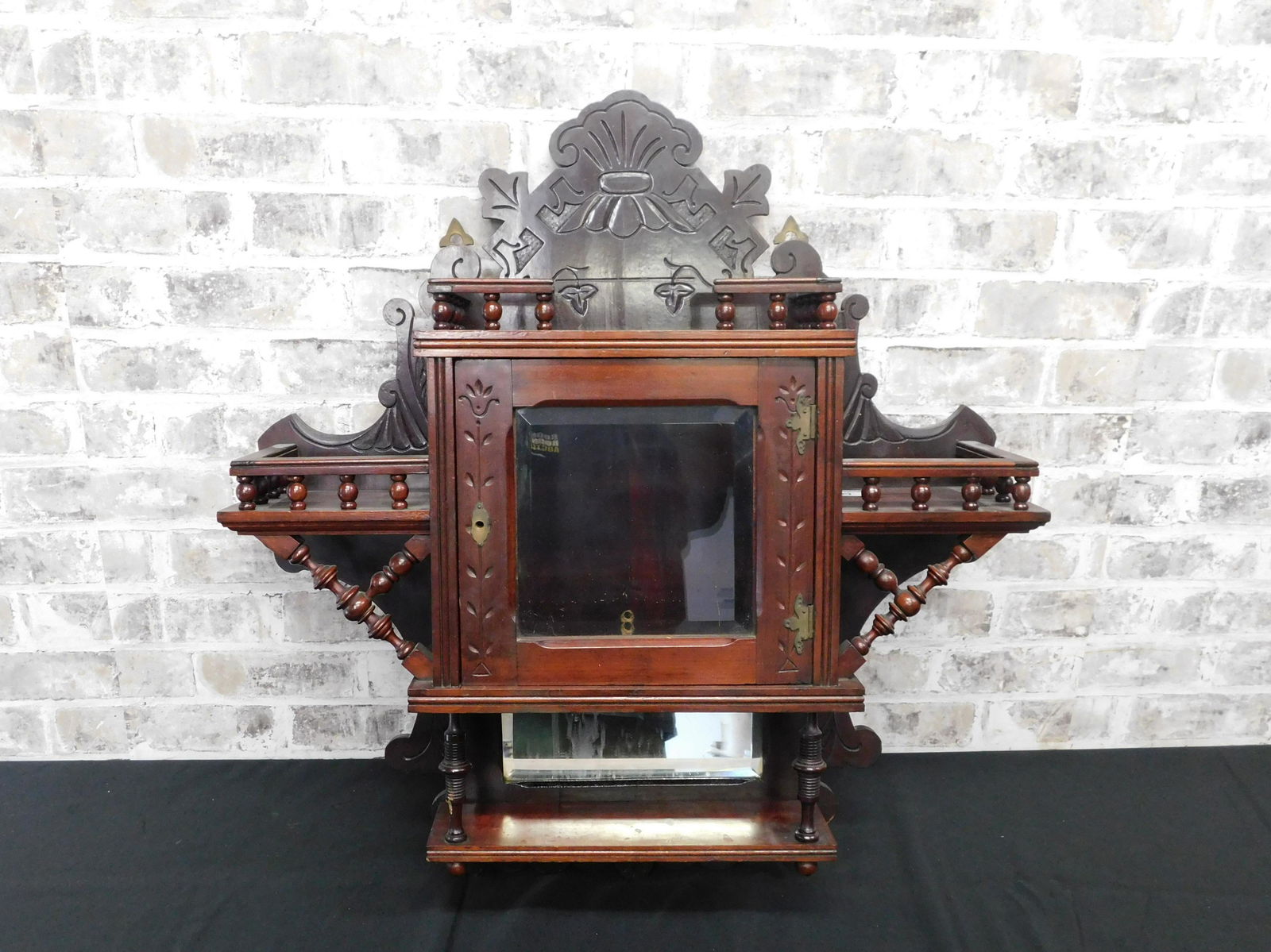 Victorian Wall Hanging Shelf with Curio Top (1 of 5)