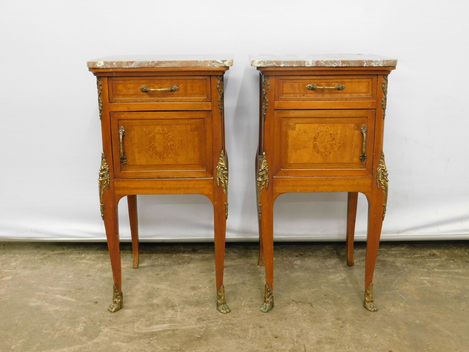 Pair of French Marble Top Nightstands (1 of 10)