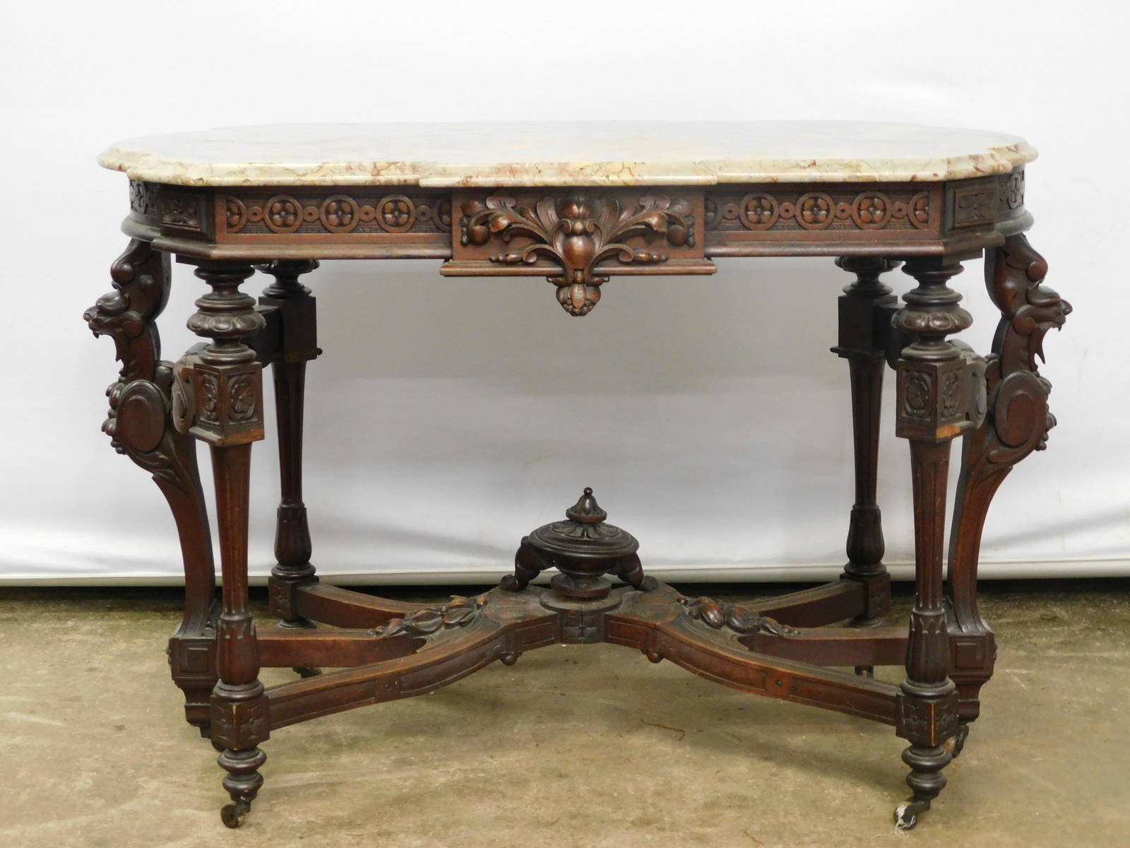 Victorian Marble Top Console/parlor Table Auction