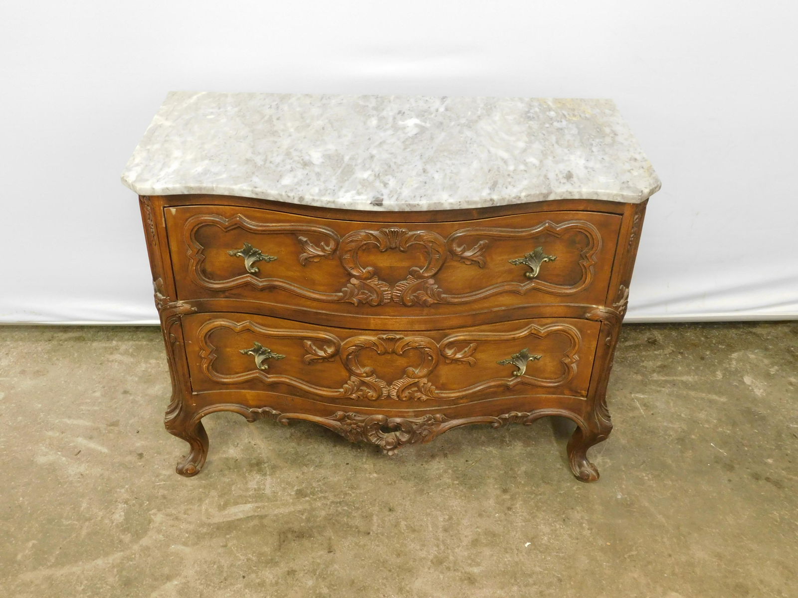 Marble Top Serpentine Dresser (1 of 9)