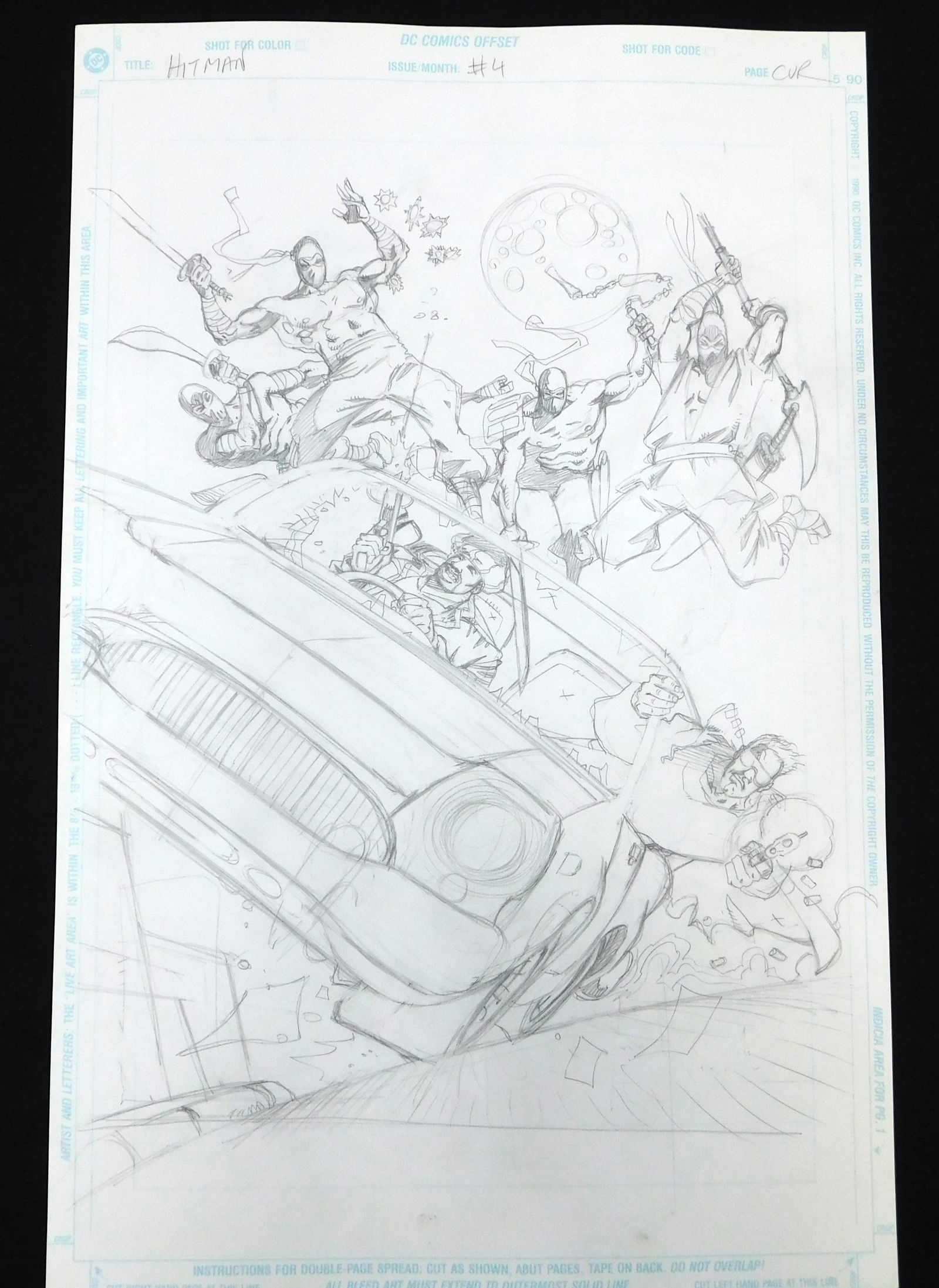 Original Comic Preliminary Pencil Cover Art - Hitman Issue #4 (1 of 4)