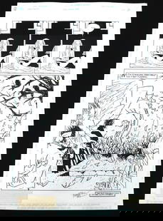 Sandman Original Comic Art Issue #64 Page 24 - Signed: Original Comic Book Art DC/Vertigo Sandman Issue #64 Page 24. Penciled & Inked by Teddy Kristiansen. Signed by Artist. Includes image of Morpheus (Dream), Cain & Abel, Lucien the Library, Rose Walker,