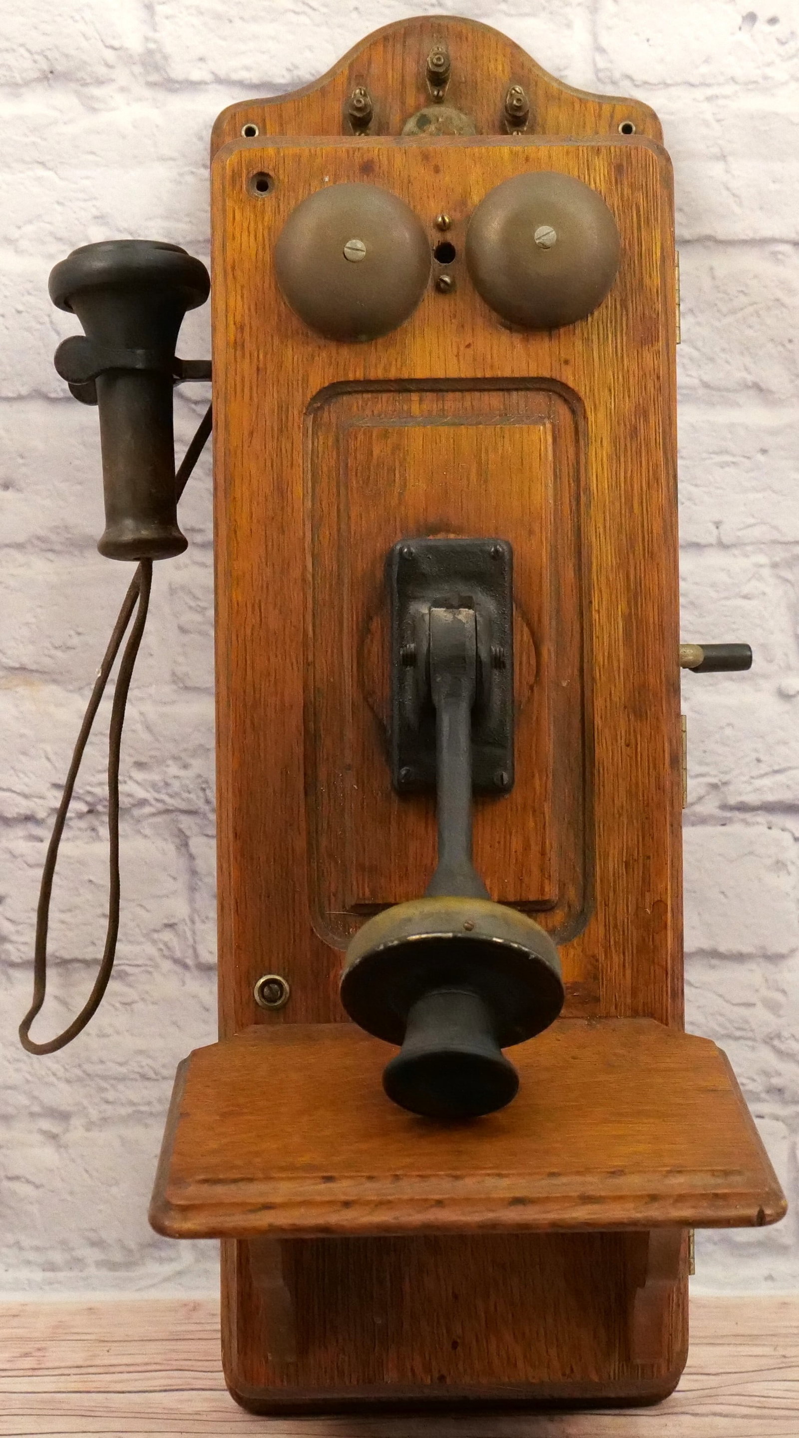 Antique Oak Wall Hanging Telephone (1 of 7)