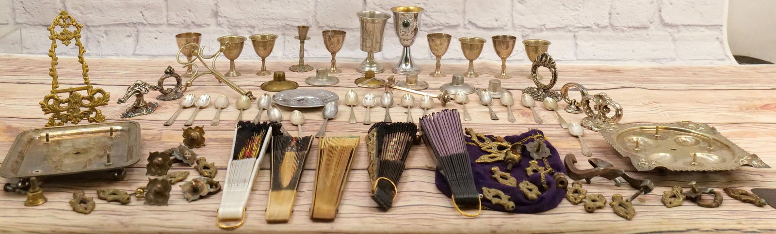 Lot of Silverplate, Hardware and Decorative Fans (1 of 10)