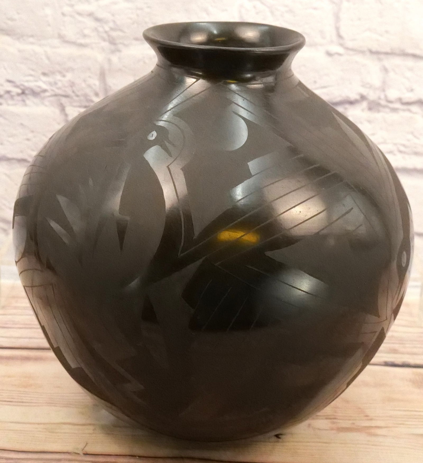 Black on Black Pottery Vase (1 of 8)