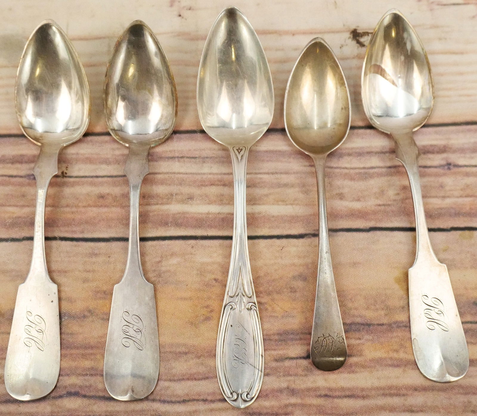 Lot of 5 19th Century Sterling Silver Spoons (1 of 6)