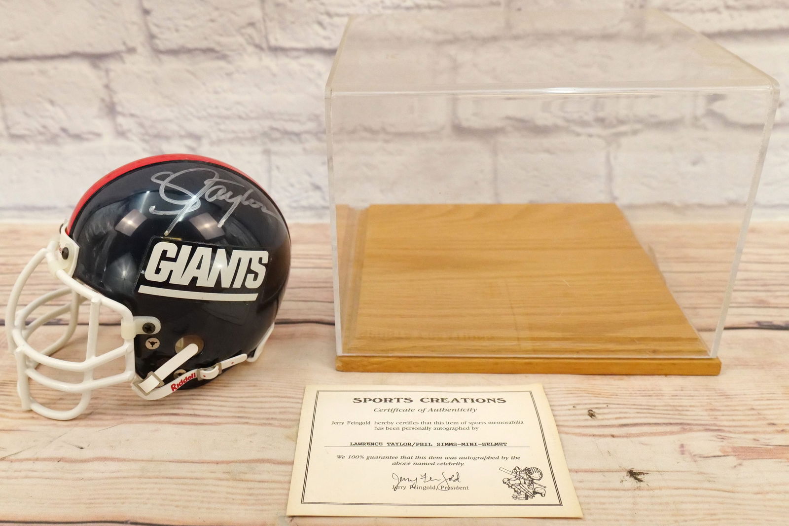 New York Giants Autographed Mini Helmet (1 of 7)