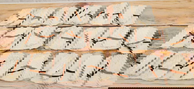 Lot of 20 James Bond Odd Job Karate Outfits: Lot of 20 James Bond Odd Job Karate Outfits by AC Gilbert Co. Japan. The outfits are complete. Some minor light discoloration present on a couple sets. All invoices must be paid within 24 hours of the